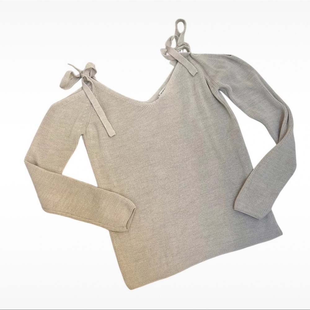 Club Monaco Nordstrom cold shoulder sweater neutral cream tan knit womens size S - Picture 5 of 11